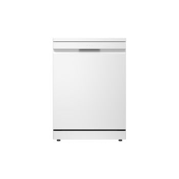 Vista frontale di Lavastoviglie libera installazione | QuadWash Serie 3, Classe A 43dB | 14 coperti, Vapore, Auto-apertura, Wi-Fi | White DF375HWS